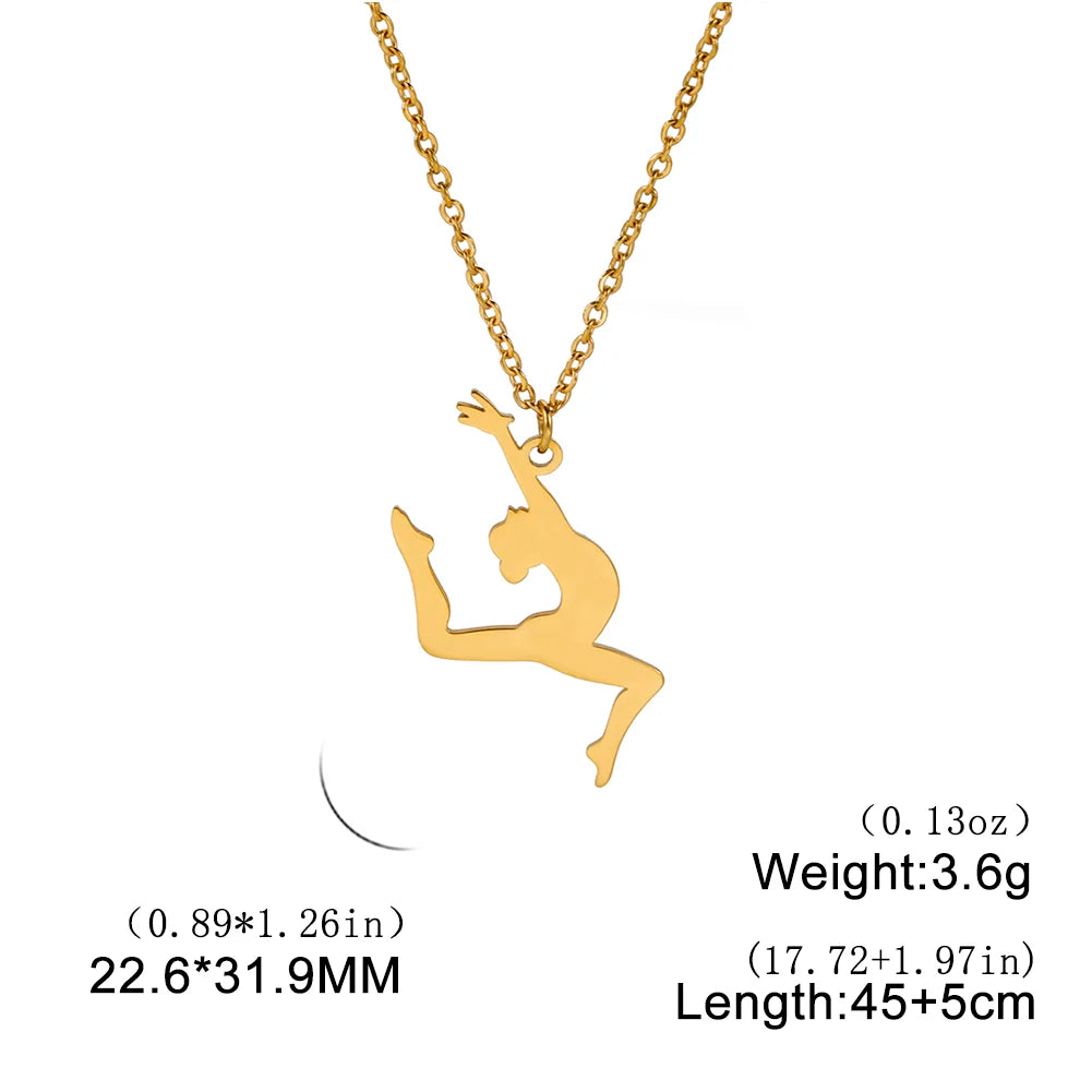 Amaxer Edelstahl Sport Sportler Künstlerische Gymnastik Halskette Für Frauen Anhänger Halsband Team Schmuck Geschenk