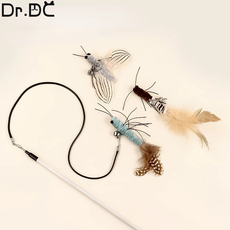 Dr.DC Taquin Chatholdtton tête mit O. Sans Filholdtton Libellule Plume Chat Fournitures Interaktive Amusing Chat Jouet Accessoires