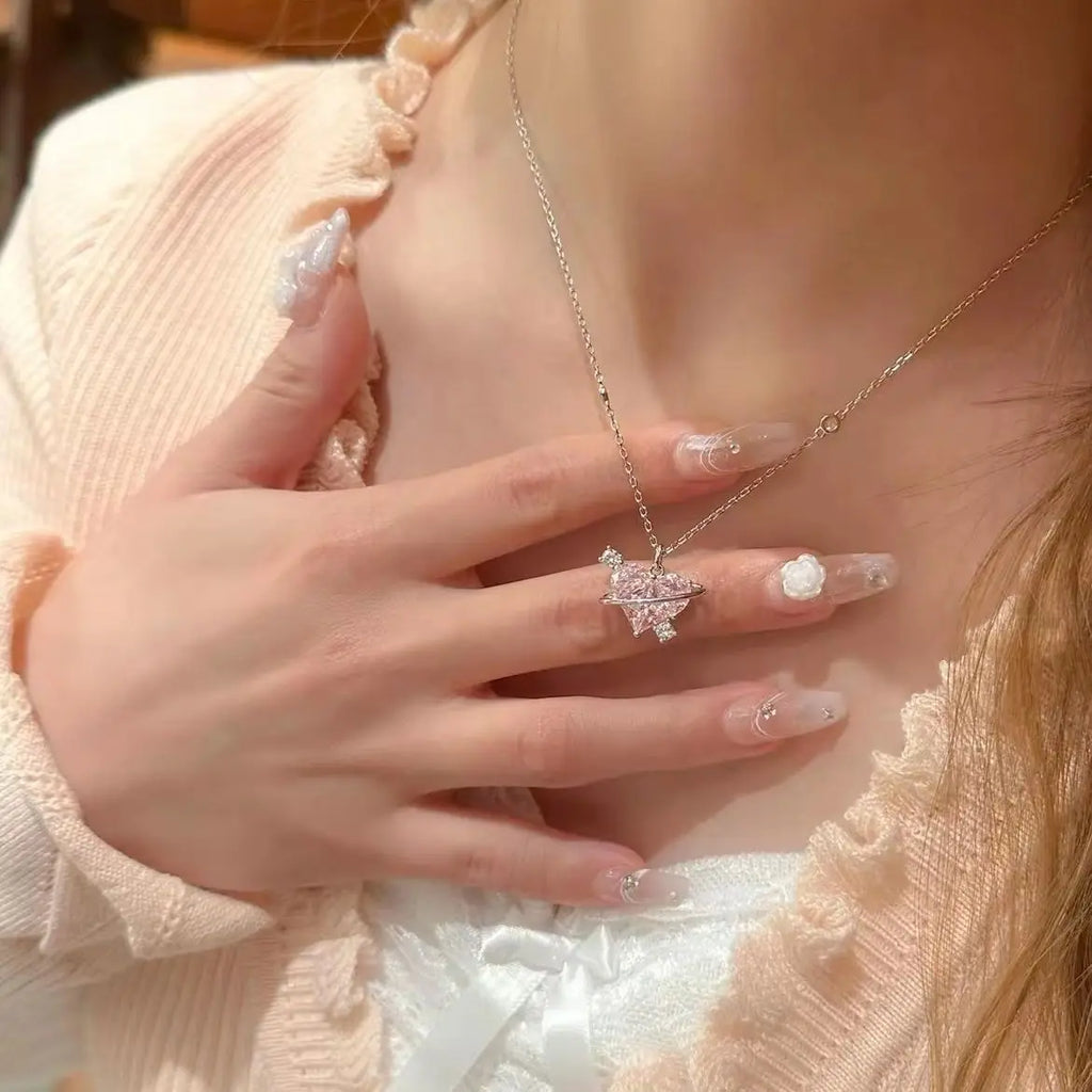 Aihua Mode Minimalistische Runde Opal Anhänger Halskette für Frauen Geometrische Schlüsselbein Ästhetische Kette Sommer Schmuck Zubehör