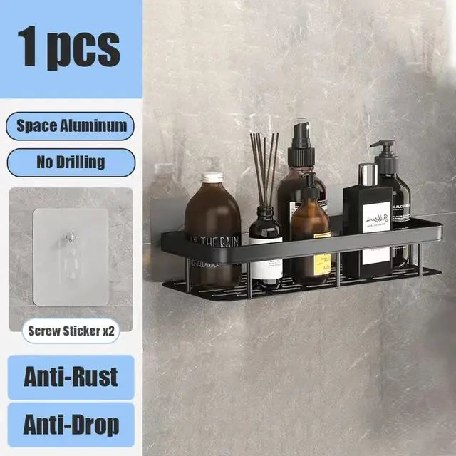 Bad Regal Kein Bohren Wand Montiert Shampoo Flasche Dusche Ecke Rack Wc Lagerung Rack Aluminium Bad Küche Zubehör