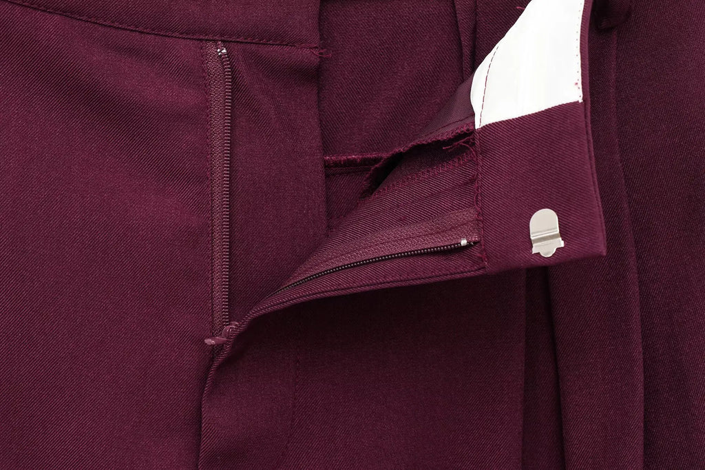 ETJ 2025 Damen Frühjahr neues Freizeitanzug-Set mit doppelter Vorderseite, lockere Freizeitanzugjacke, hohe Taille, doppelte Faltenhose