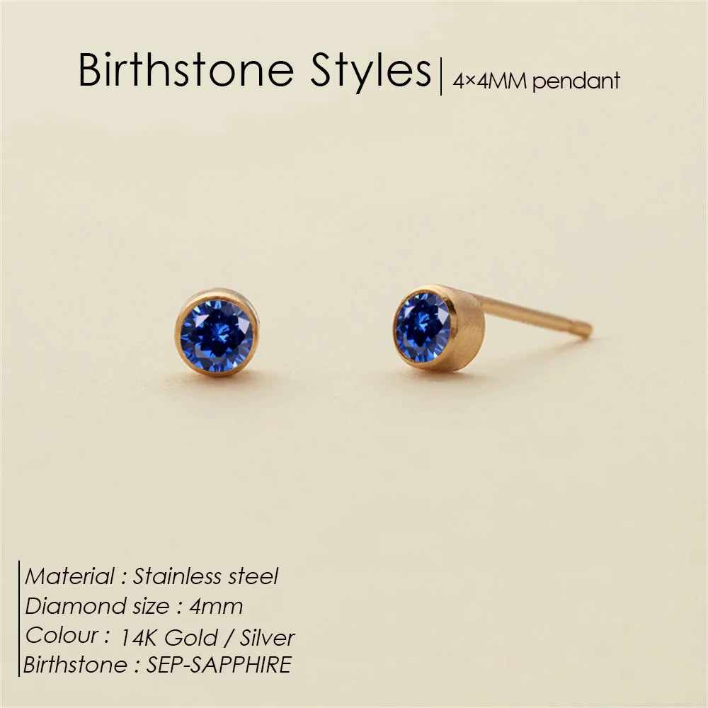 EManco Piercing Push-Back Ohrringe Piercingsichere Minimalistische Geschenkidee für Frauen Großhandel Edelstahl Geburtsstein Ohrstecker