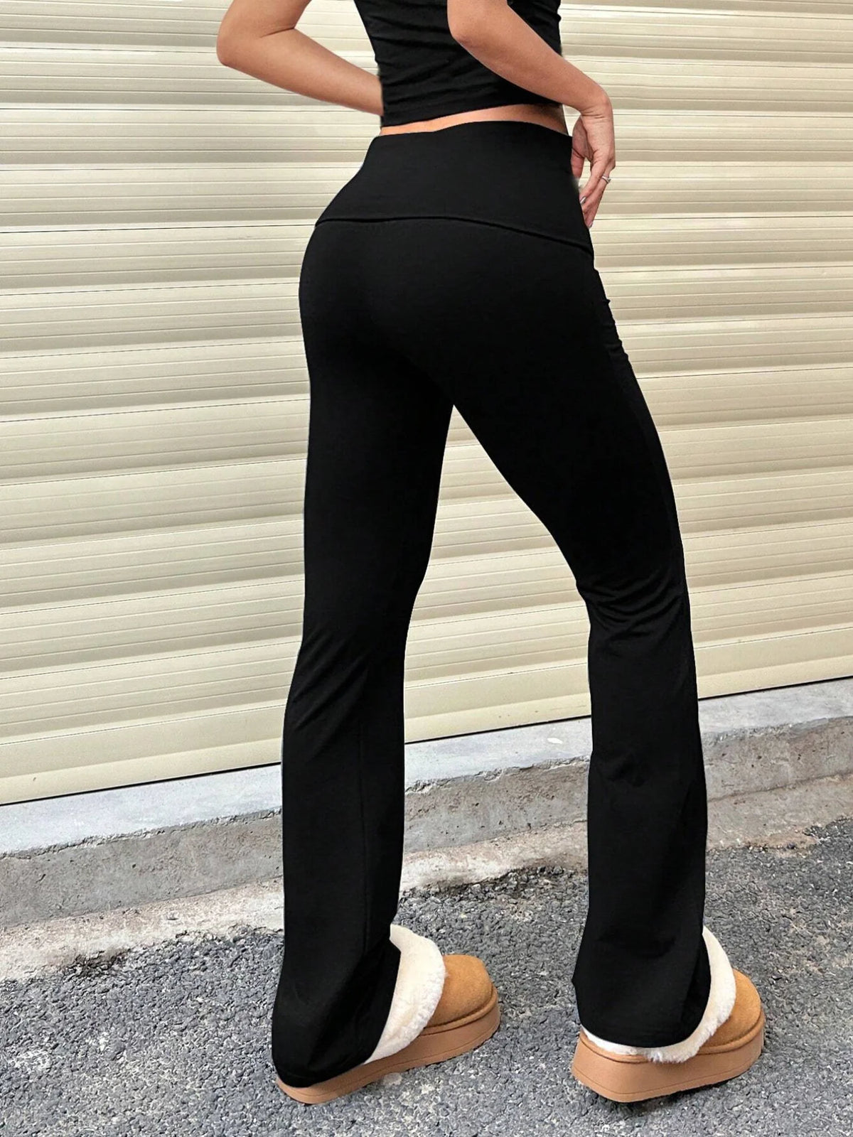 Damen Schlaghose 2026 Frühling Must-Have Hohe Taille Bodenlang Weites Bein Leggings Dehnbare Figurformende Streetwear-Kleidung