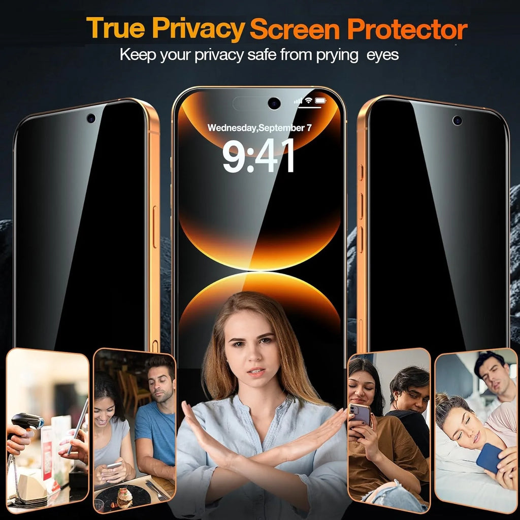 2 Stück Anti-Spionage Displayschutzfolie für iPhone 11 12 13 14 15 16 17 Pro Max 14 15 16 Plus 16e 17 Air 17e Gehärtetes Glas Sichtschutzfolie