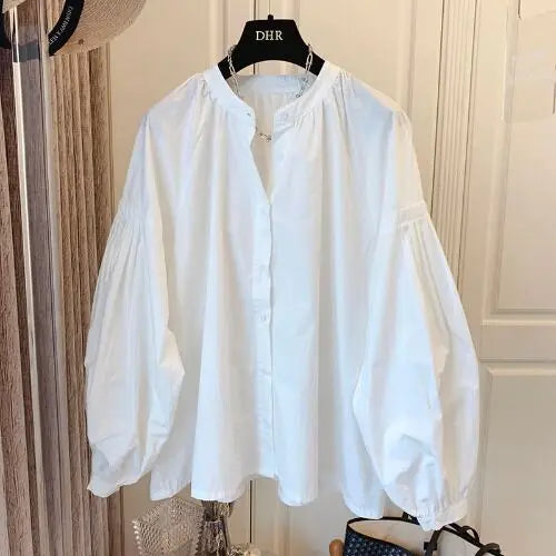 Frühling Herbst Casual Chiffon Hemd Frauen Shirts Mode Weibliche Lange Hülse O-ansatz Lose Feste Bluse Tops Büro Dame Shirts