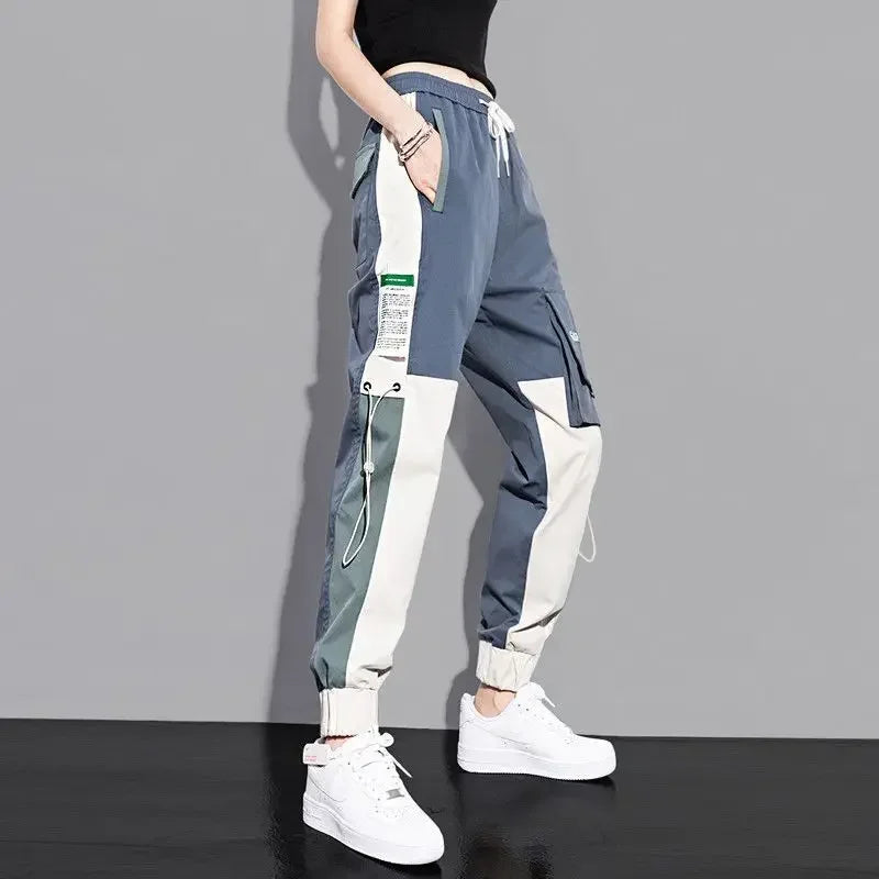 Cargo Hosen Für Frauen Farbe Passenden Knöchel Banded Skateboard Hosen Schwarz Jogger Weibliche Jogginghose Plus Größe S-4XL 5XL