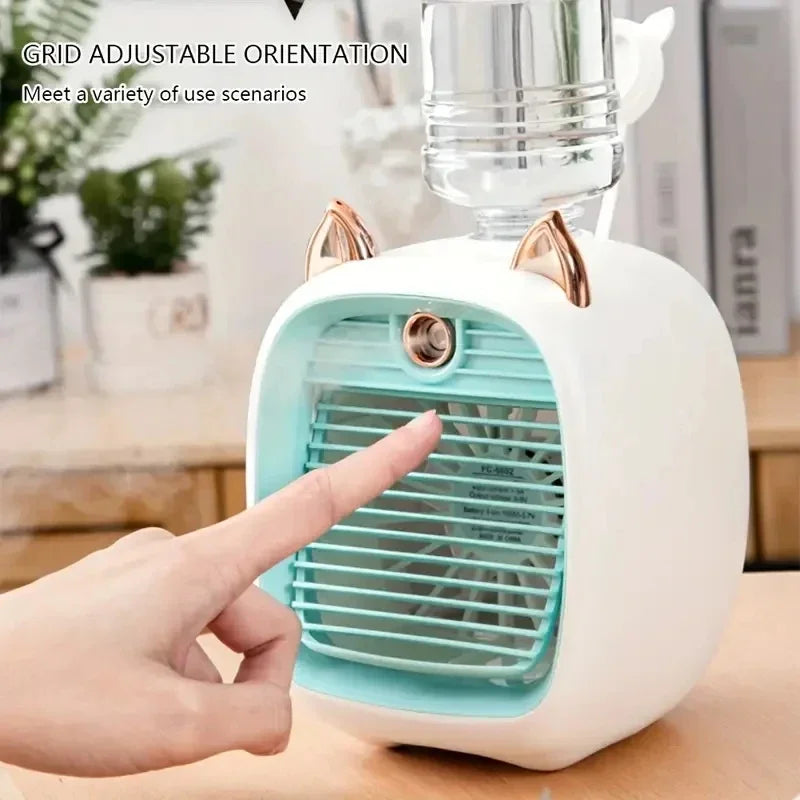 TINSOL USB-Mini-Klimaanlagenventilator, elektrischer Desktop-Sprühventilator, 1200 mAh, Klimaanlage mit drei Gängen, Kühlventilator für Büro und Zuhause