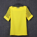 Sommer Bluse Sexy Frauen Damen Hohl Hülse Slash Neck Lose Solide Shirts Casual Tops