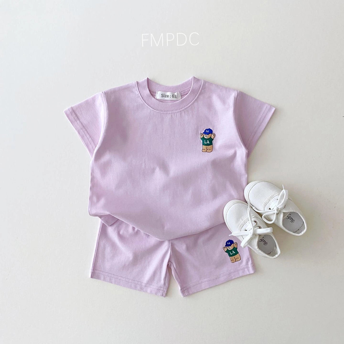 Koreanische Baby Boy Sommer Kleidung Set Gestickte Bär Bunte T-shirts T shirts + Lose Shorts Anzug 2PCS Pack Baby mädchen Kleidung Sets