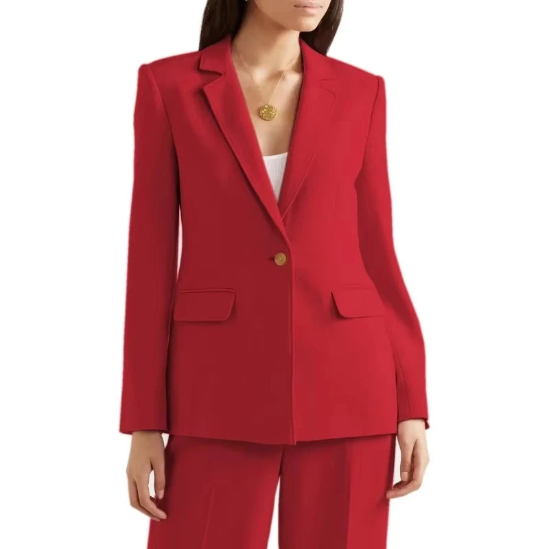 Rosa Damenanzug, 2-teilig, luxuriös, einfarbig, formell, lässig, für Hochzeit, Bankett, Arbeit, Büro, Set, Jacke mit Hose
