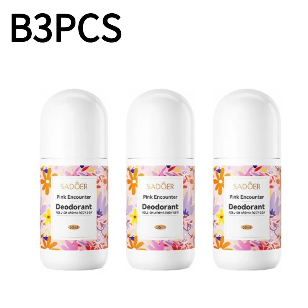    SADOER Deodorant Romantischer Rosenduft Roll-On Aroma Körperdeo Blaue Windspiele Rosa Schnelltrocknendes Antitranspirant 1/2/3 Stück