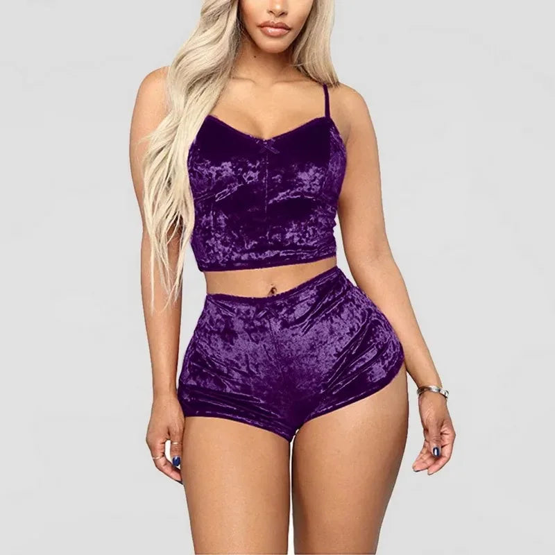 Pyjamas Set Frauen Sexy Rosa Rot Seide Satin Samt Pijamas Schlaf Tragen Robe Nachtwäsche Sexy Dessous Pj Sets Nachtwäsche