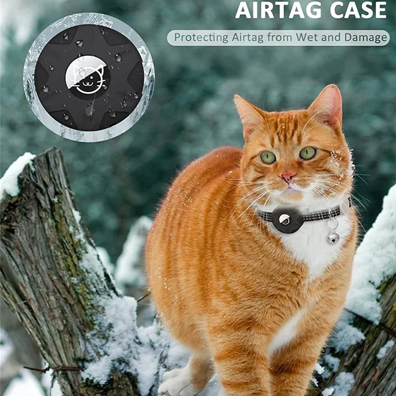 Airtag Katzenhalsband Positionierung Tracker Silikonhülle Dreidraht Reflektierende Tasche Glocke Hund Haustier