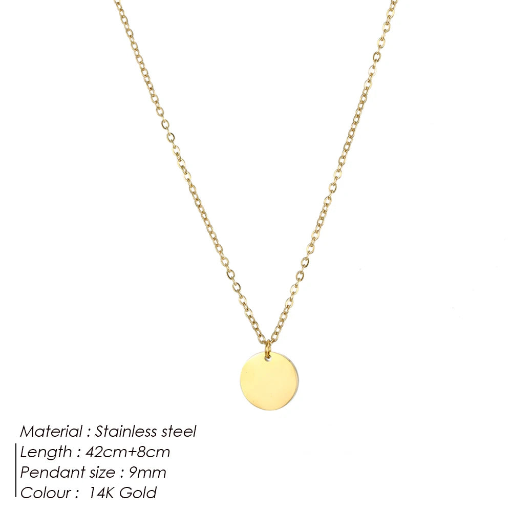 EManco Damen Einfache Runde Anhänger-Halskette Edelstahl Schlüsselbein-Kette Lange Kette Modeschmuck Statement Geschenk für Mädchen