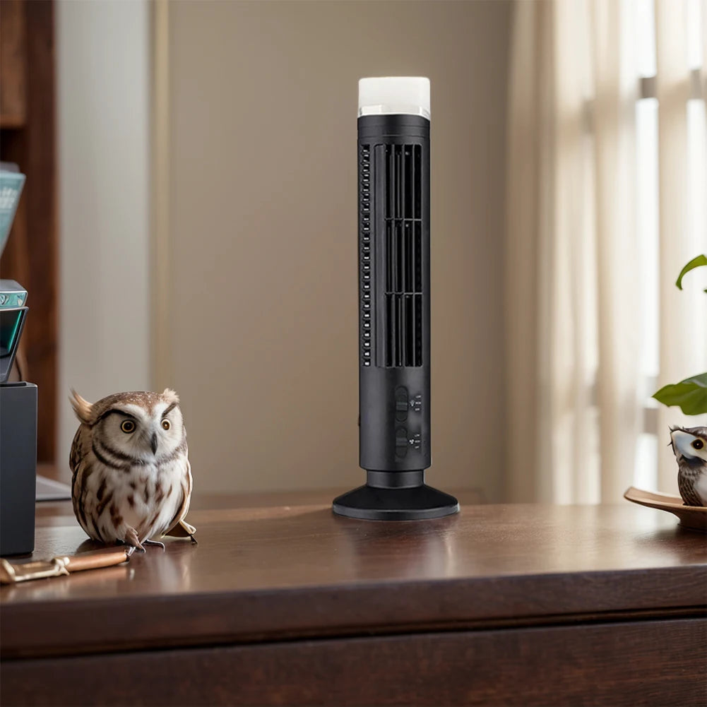 LED-Turmventilator Mini Vertikaler Klimaanlagen-Ventilator 2-Gang-Geschwindigkeit Blattloser Luftkühler Tragbarer Elektrischer Bodenventilator für Zuhause und Büro