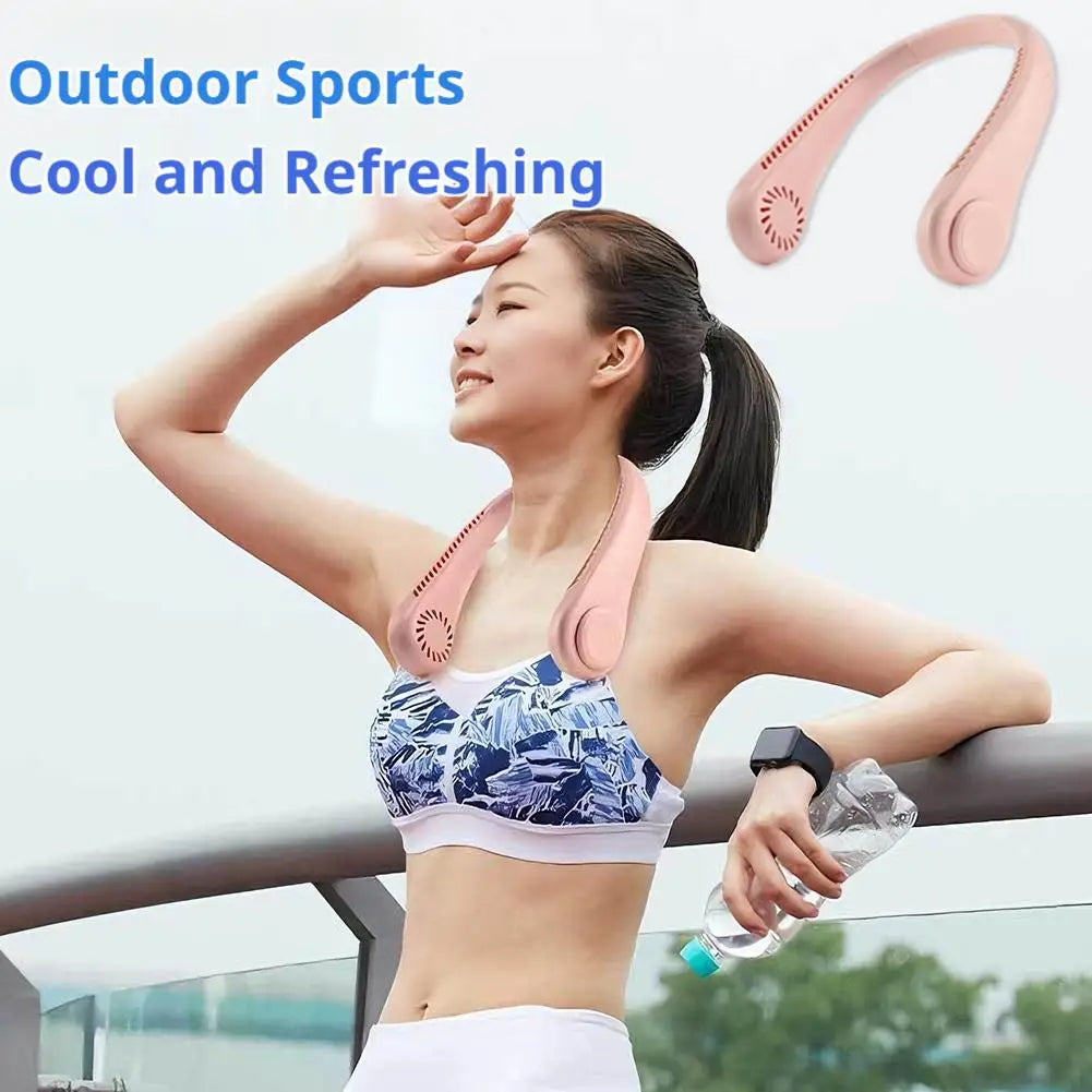 Tragbarer blattloser Nackenventilator, 5000 mAh, wiederaufladbarer persönlicher Kühlventilator, 5-Gang, leiser, tragbarer Ventilator für Reisen, Sport, Outdoor