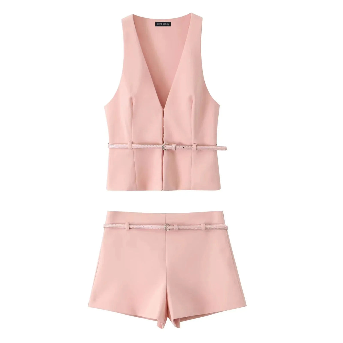 KONDALA Vintage Chic Solide Frauen Anzug V-ausschnitt Ärmellose Schärpen Weste Blazer Gerade Shorts Neue Mode 2025, Sommer Büro Sets