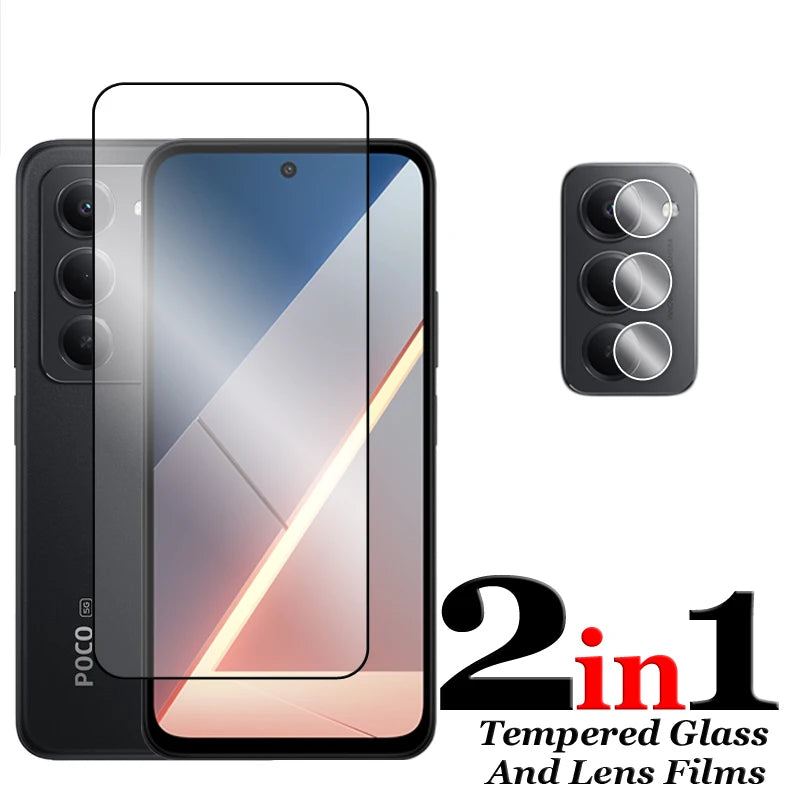 6in1 für Poco M8s 5G Glas für Xiaomi Poco M8s gehärtetes Glas 2.5D Full Cover Displayschutzfolie für Poco M8s Objektivfolie