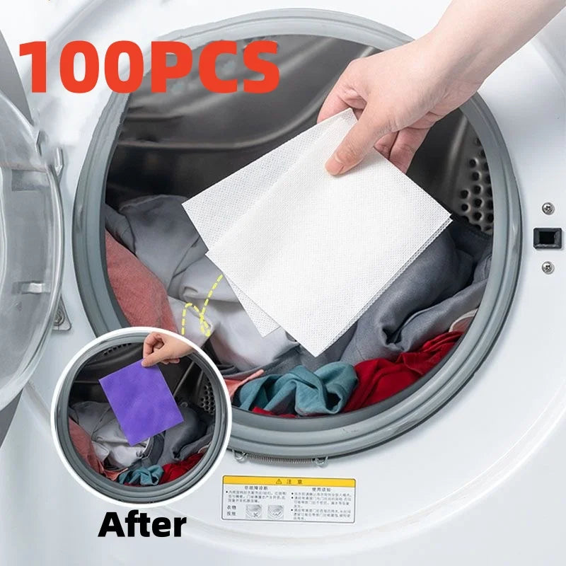 100/10PCS Wäsche Farbe Absorbieren Papier Anti-färben Wäsche Tabletten Für Waschmaschine Saubere Kleidung Farbe Catcher blätter
