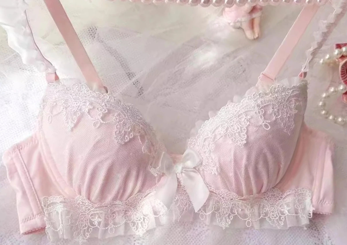 YUQI Sexy japanisches süßes BH-Set, G-Cup, große Körbchen, Damen-Bügel, schwere Spitze, dünne Körbchen, Komfort, reine und sinnliche Dessous, Push-up
