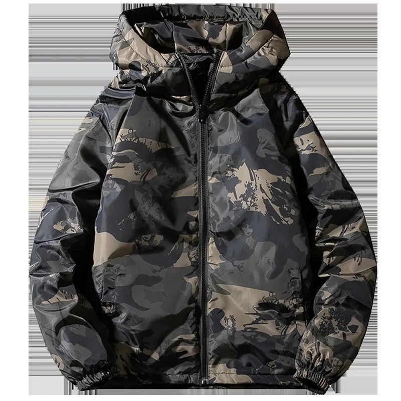 2025 Herbst Winter Herrenjacke Verdickte Bedruckte Männer-Oberbekleidung Langarm Reißverschluss Kapuze Lose Outdoor Herren Daunenjacke