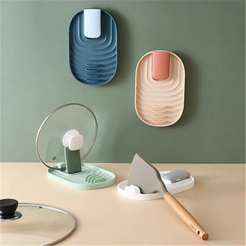 Küche Organizer Topf Deckel Lagerung Rack Regal Pfanne Trocknen Ständer Arbeitsplatte Punch-freies Löffel Pad Lagerung Halterung Hause zubehör
