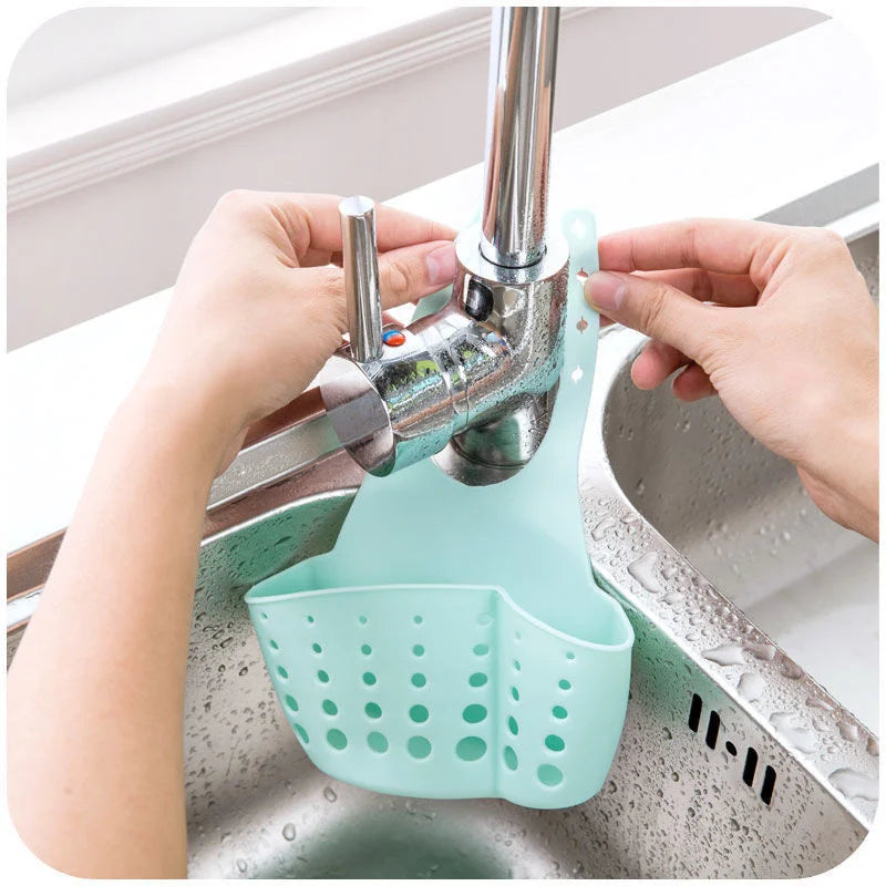 Home Storage Abfluss korb Küchen spüle Halter verstellbare Seife Schwamm Shlf hängen Abfluss korb Tasche Küchen zubehör