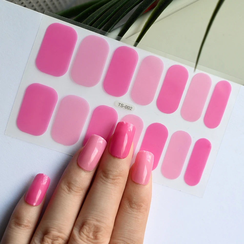 14 Tipps Full Wrap Nagellack Aufkleber Selbstklebende einfarbige Gel-Nagelstreifen Kunst Aufkleber Nicht halbgehärtete DIY Nageldekorationen