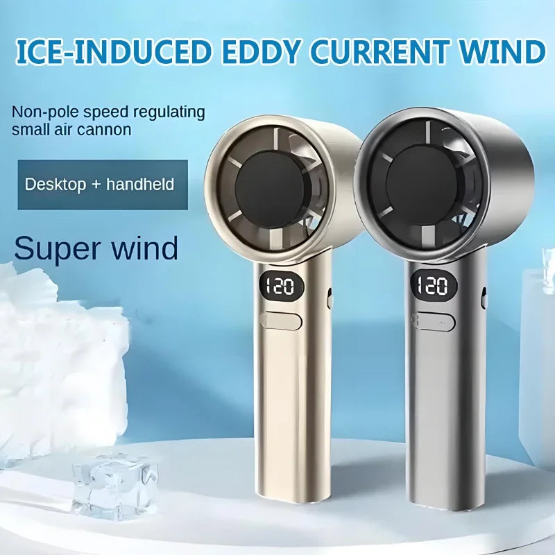 Mini-Handventilator mit 120 Geschwindigkeiten, blattloser, tragbarer, wiederaufladbarer Tischventilator mit Eis-Modus, sofortige Kühlung für Männer und Frauen