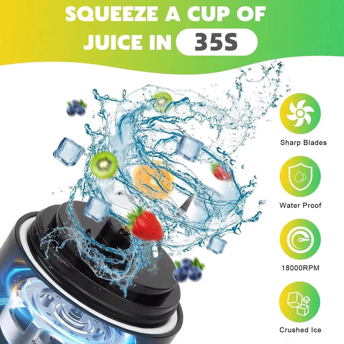 Tragbarer Mixer elektrische Entsafter Obst mischer für Küchen shakes Smoothies wiederauf ladbare Saft flasche mit 500ml Tasse 4000mah 180w
