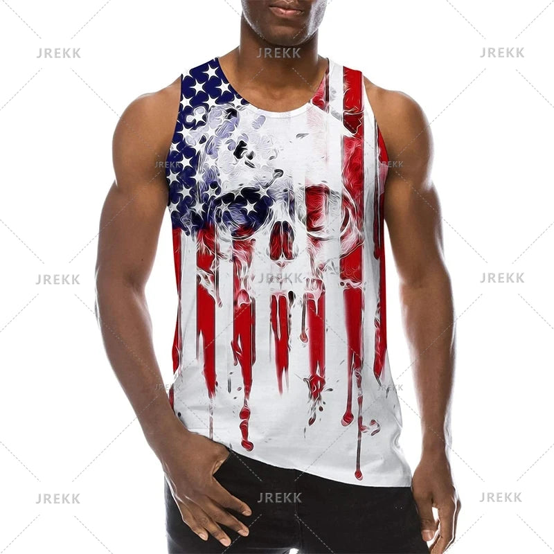 American Eagle USA Flagge Grafik Tank Top Gym Tops Herren 3D-Druck Streetwear Freizeit weste schnell trocknen ärmellose T-Shirt Tops 6xl