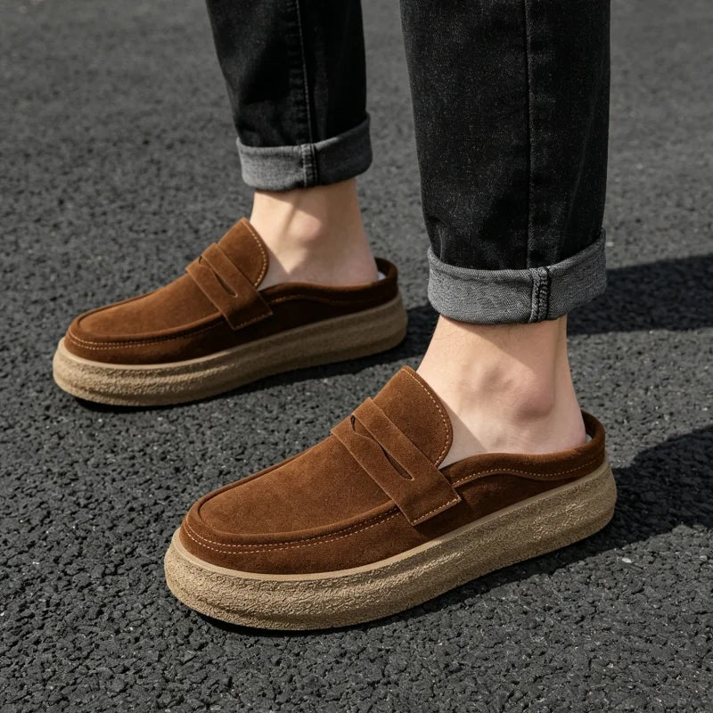Sommerliche flache Halbschuhe für Herren, bequeme, weiche Mokassins, Slipper für Herren, lässige Schuhe, Slip-on Herrenschuhe, Plateau-Slipper