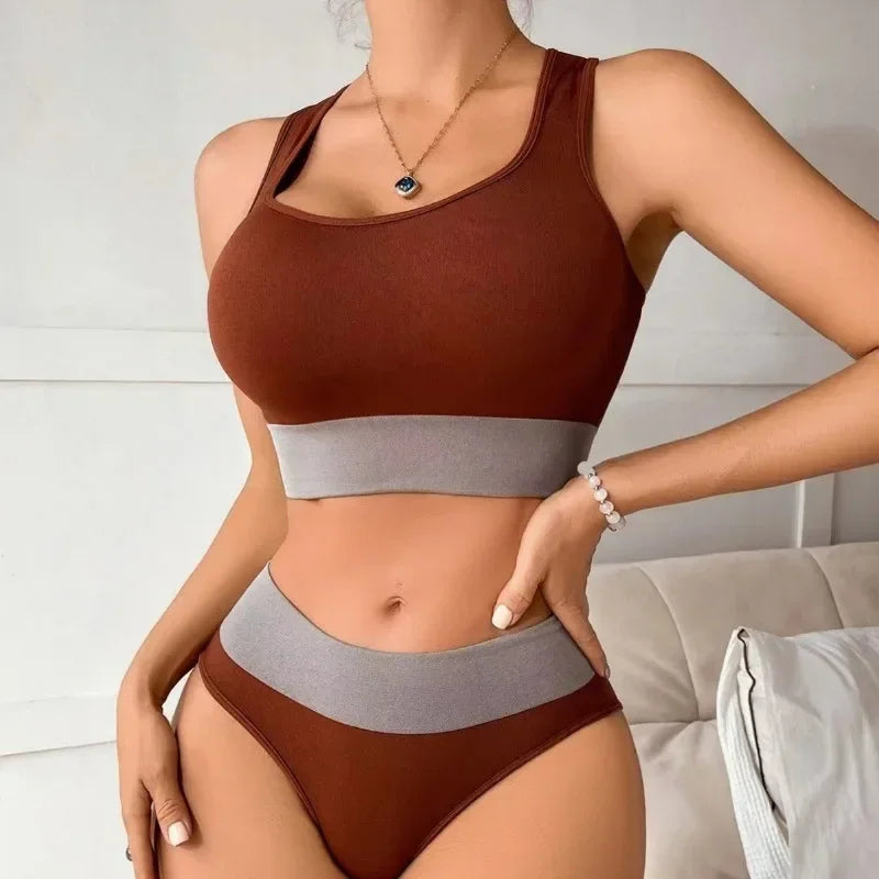 Frauen Nahtlose Bh Set Sexy Höschen Mittlere Taille Bequeme Sport Unterwäsche Set Tank Tops Dessous Weibliche Draht Freies Büstenhalter