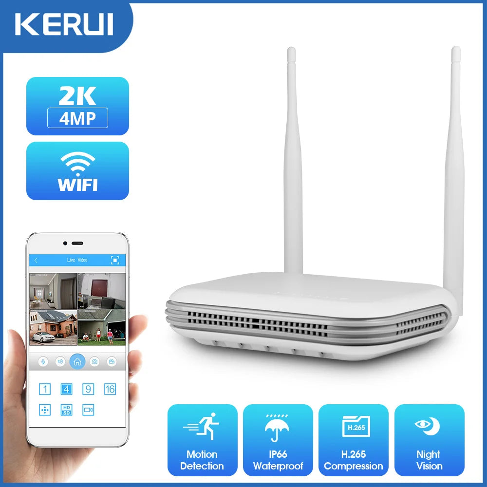 KERUI 2K 4MP Outdoor Full HD Sicherheit WIFI IP Kamera Icsee 2,5 zoll HDD Match Für Wireless MINI 8CH NVR System Host