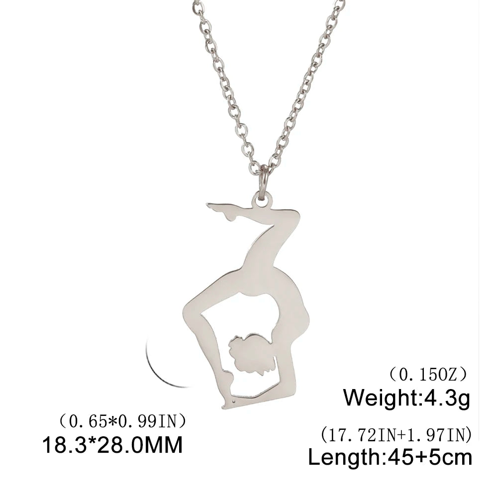 Amaxer Edelstahl Sport Sportler Künstlerische Gymnastik Halskette Für Frauen Anhänger Halsband Team Schmuck Geschenk