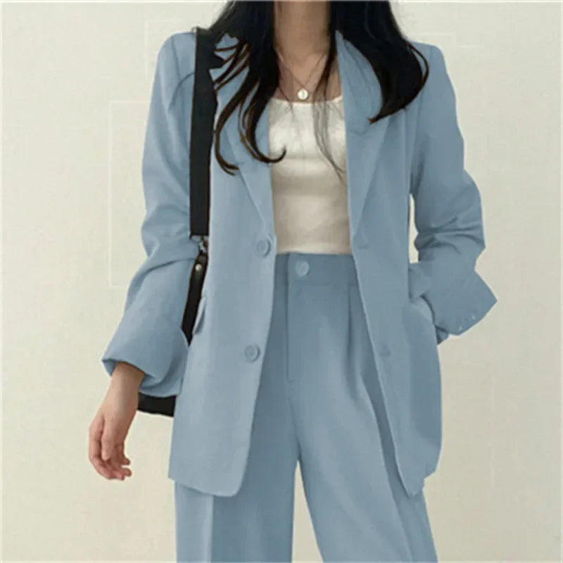 Frühling Herbst Neu in Koreanischer Mode 2-Teilige Sets Damen Outfits Hosen-Sets Eleganter Anzug Mantel 2-Teilige Sets Damen Jacke