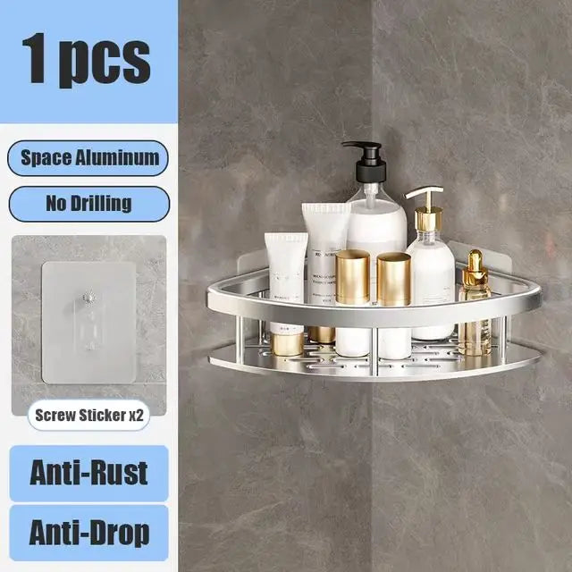 Bad Regal Kein Bohren Wand Montiert Shampoo Flasche Dusche Ecke Rack Wc Lagerung Rack Aluminium Bad Küche Zubehör