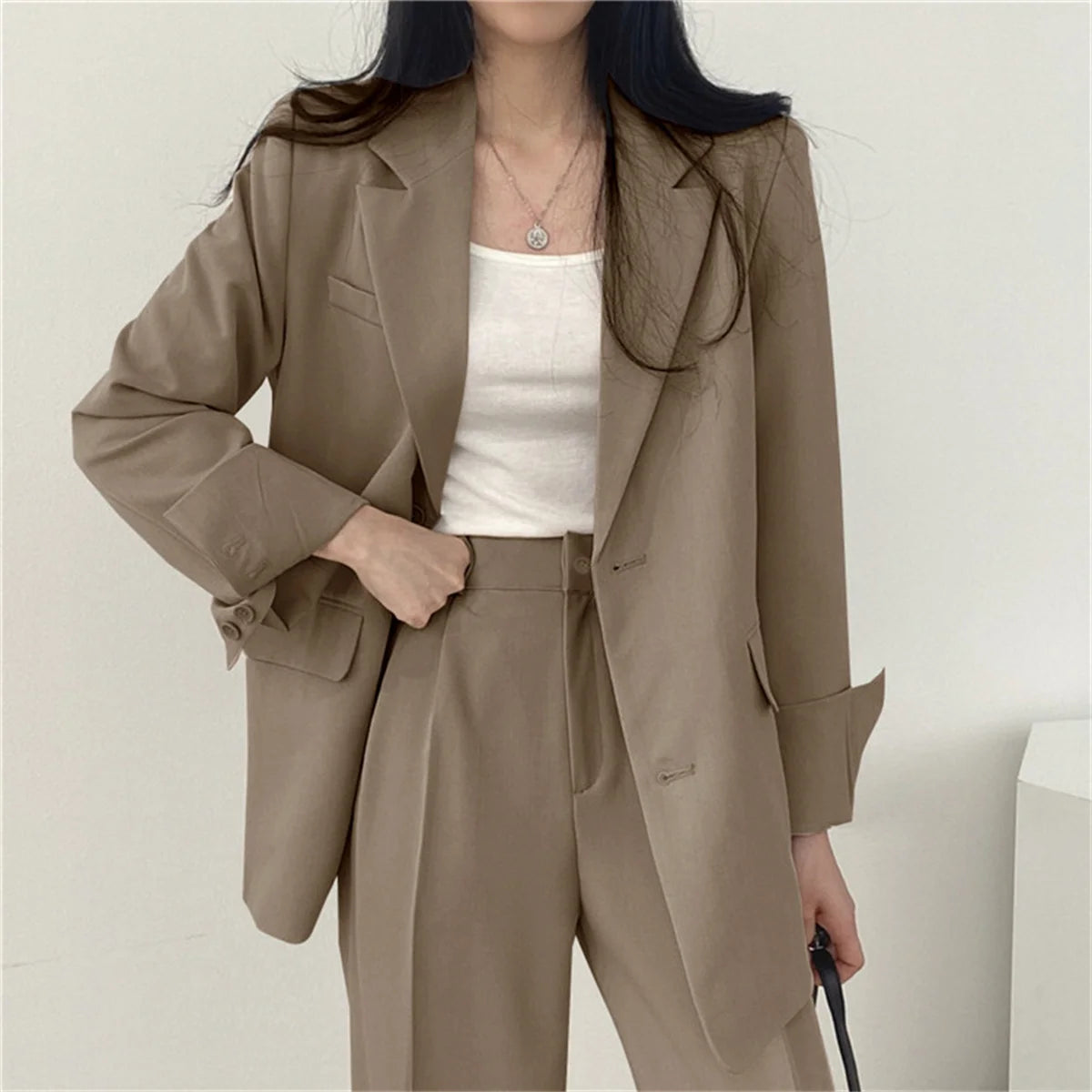 2026 frühjahr Neue frauen Kleidung Anzug Jacke Casual Hosen Set Breite Bein Anzug Hosen Elegante Büro Dame Business Anzug set Blazer