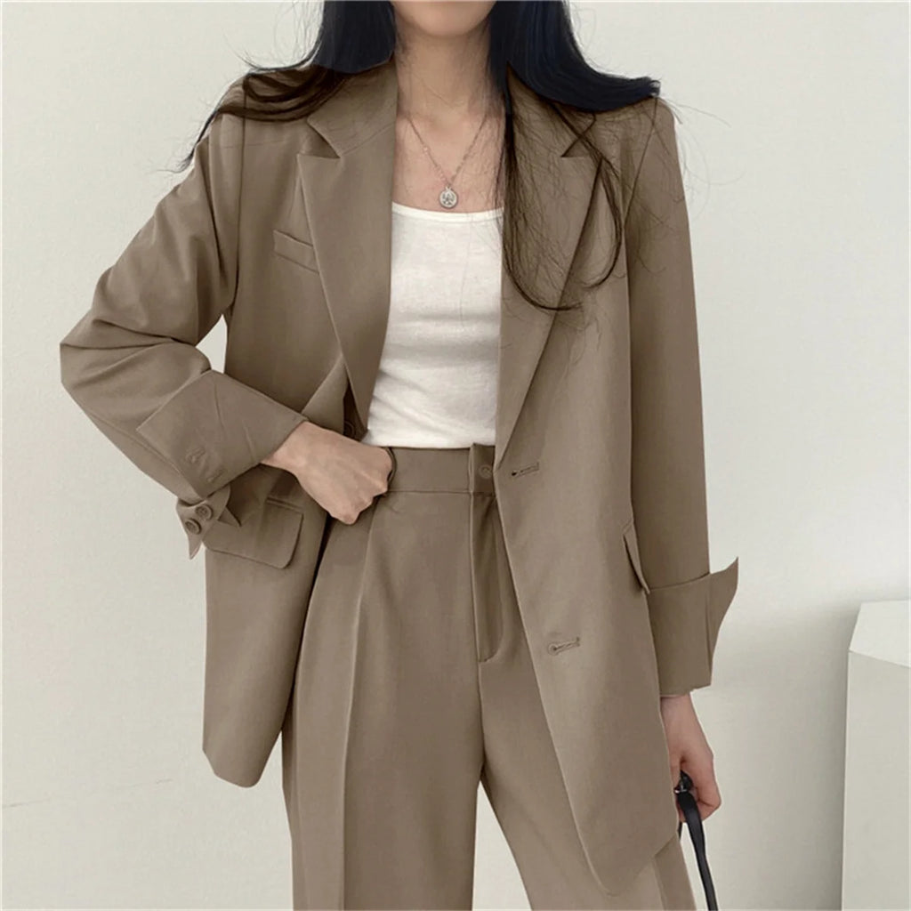 Elegante Büro Dame Business Anzug Set Blazer 2026 Frühjahr Neue frauen Kleidung Anzug Jacke Casual Hosen Set Breite Bein anzug Hosen