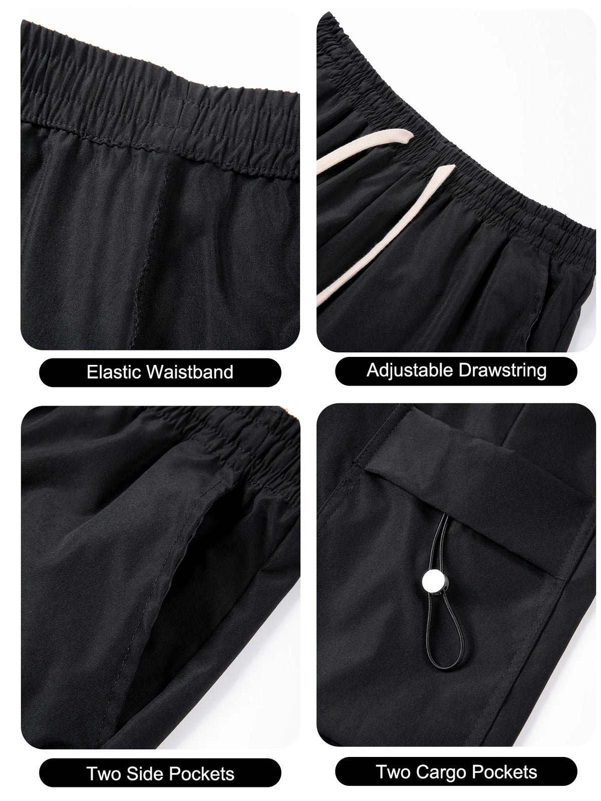 Herren-Cargo-Shorts mit mehreren Taschen, elastischer Kordelzug an der Taille, lockere Passform, schnell trocknend, für den Sommer, Outdoor, Wandern, Strand, Freizeitshorts
