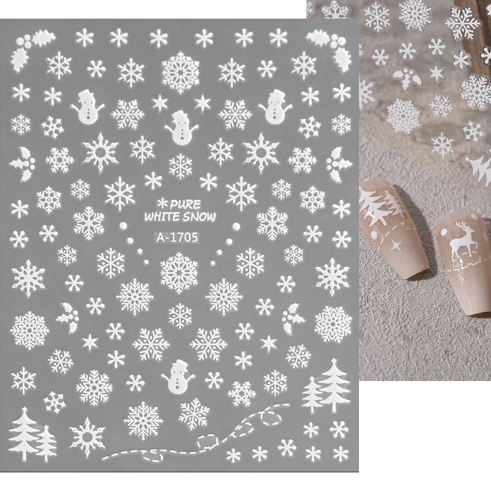 1 Stück 5D Red Gingerbread Man Schneeflocken Weihnachten Nagelaufkleber Niedlicher Schneemann Weihnachtsmann Winter Nagelaufkleber Maniküre Dekorationen