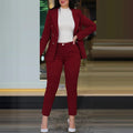 2-teiliges Set für Damen, Freizeitanzug, neuer Zustand, Polyesterstoff, normale Länge, einfarbig, modischer Business-Look