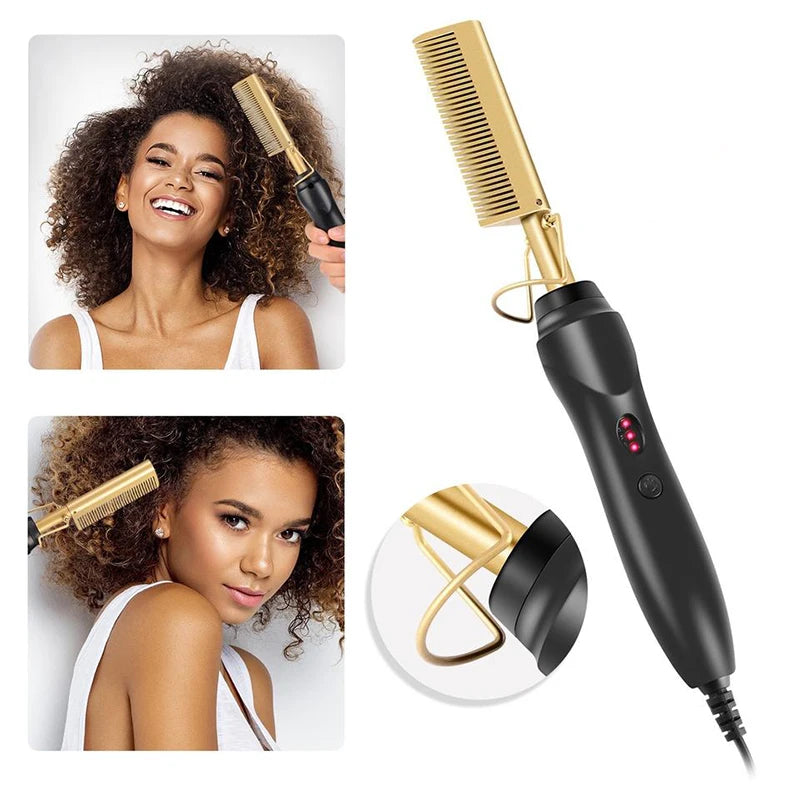 Heißer Verkauf 2-In-1 Glattes Haar Kamm Tragbare Schnelle Heizung Kupfer Gerade Haar Kamm Salon Professionelle Styling werkzeug