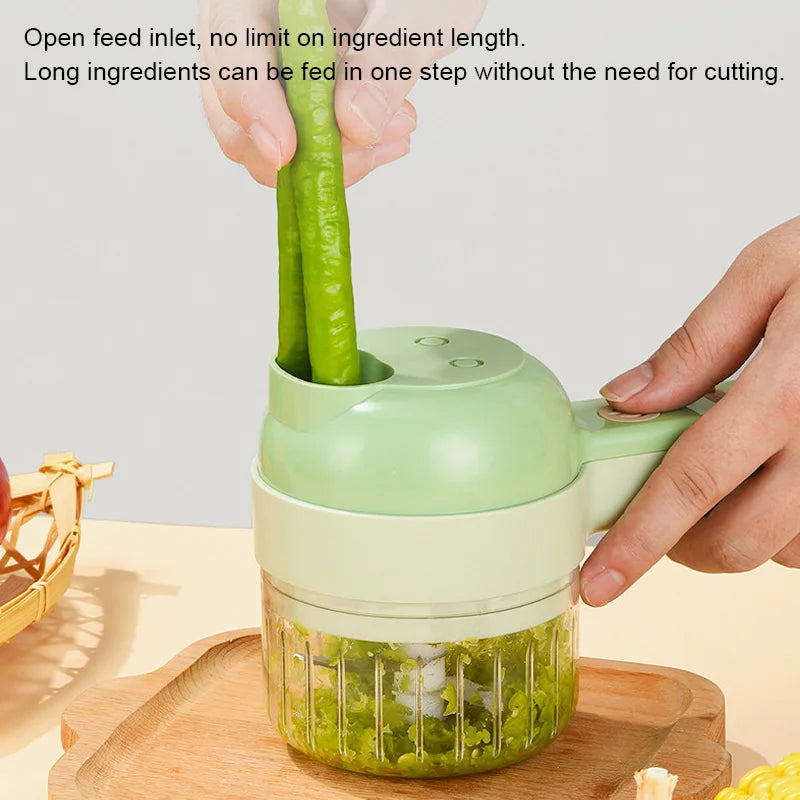 4in1 Elektrische Gemüse Cutter Hause Handheld Drahtlose Elektrische Knoblauch Stampfer Lebensmittel Chopper Fleischwolf Obst Schäler Lebensmittel Slicer