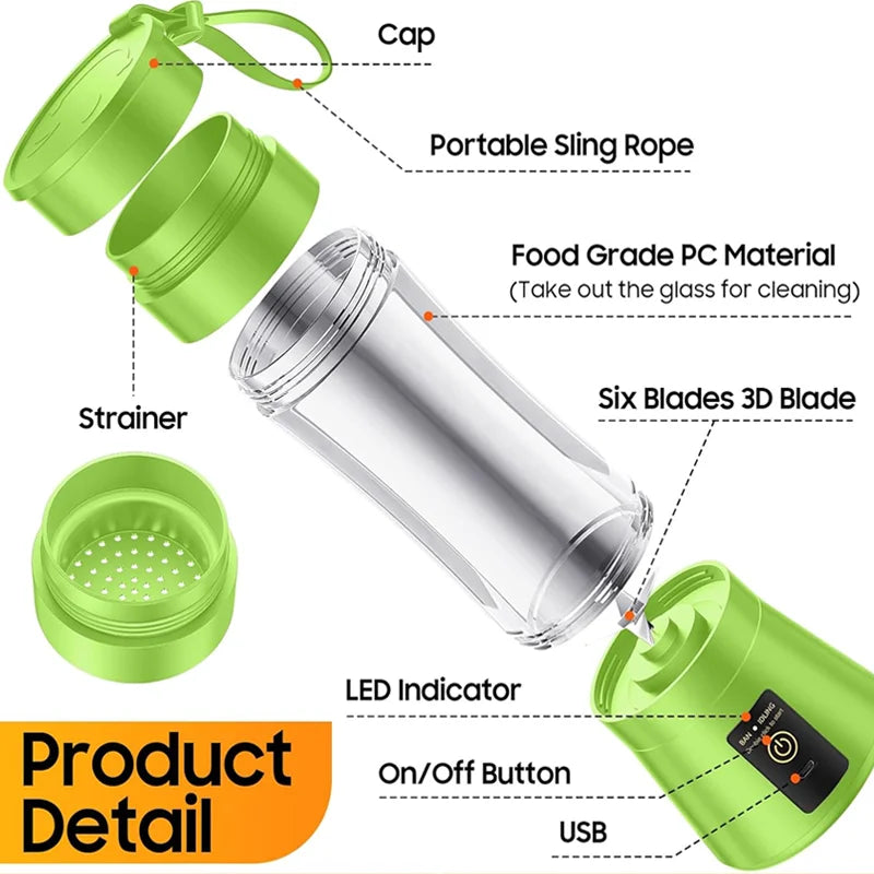 380ml Haushalts-Saftmixer, Mini-Elektro-Entsafter, USB-aufladbarer Smoothie-Shaker, tragbarer Entsafter, Haushaltsgeräte