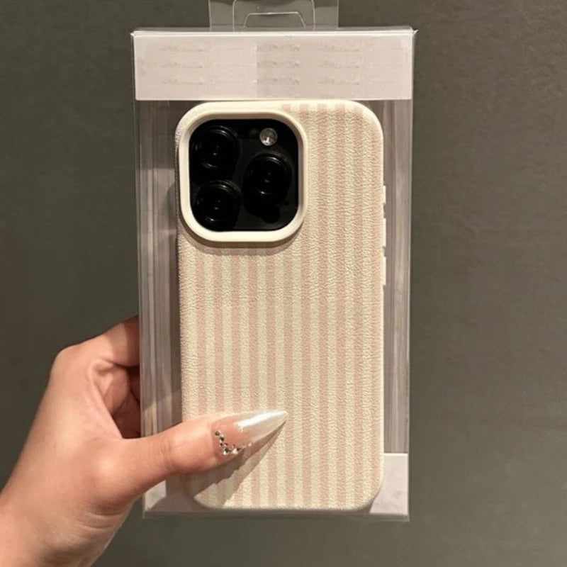 Elegante Rosa Gestreifte Trendige Handyhülle für iPhone 17 Pro Max 16e 16 15 14 13 12 11 Pro Max 17e 17Air Stoßfeste Weiche Schutzhülle