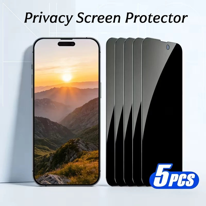 5 Stück Blickschutzfolie für iPhone 17 13 12 11 14 15 16 Pro Max Anti-Spy Schutzglas für iPhone XR X XS 16 15 14 Plus