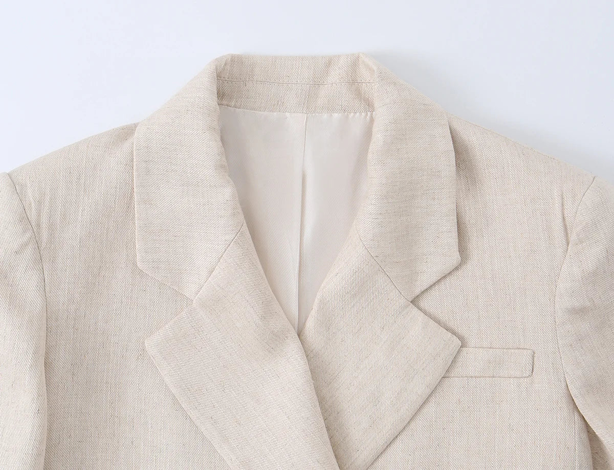 KONDALA Elegantes Damen-Frühlingsoutfit 2026: Spitzenanzug mit Einknopf-Blazer und Plissee-Mini-Shorts – Modisches Büro-Set für Damen