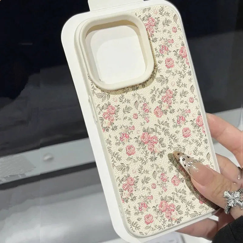 Niedliche Mädchen-Handyhülle mit Blumenmuster in Weiß für Samsung Galaxy S26 S25 Ultra S24 FE S23 Plus S22 A16 A26 A36 A56 A55 A37 A57 Cover