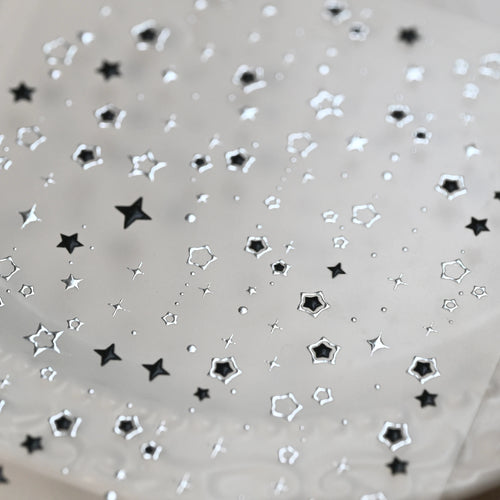 1 Stück Silberner Ausgestanzter Stern-Nagelaufkleber 5D Schwarzes Pentagramm Kreuz Sternenlicht Nagelsticker Metallische Fünfzackige Nagelkunst-Dekoration